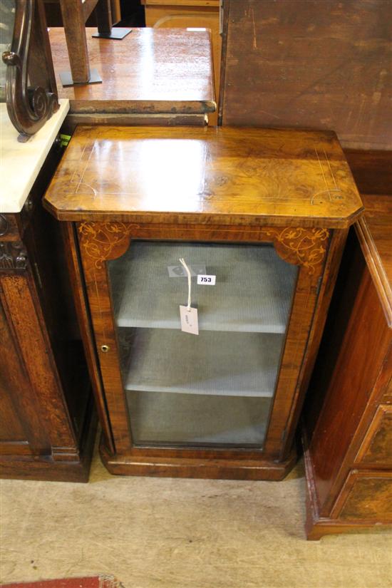 Victorian inlaid walnut dwarf display cabinet